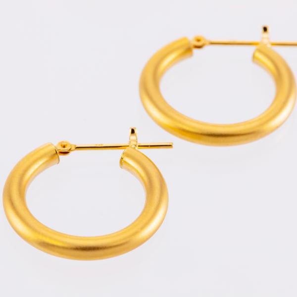 フープピアス 太め 18k K18 18金 ゴールド パイプ フープ ピアス 太さ3mm×直径20mm  マット 艶なし ホーニング シームレス ピアス 金属アレルギー |  | 04