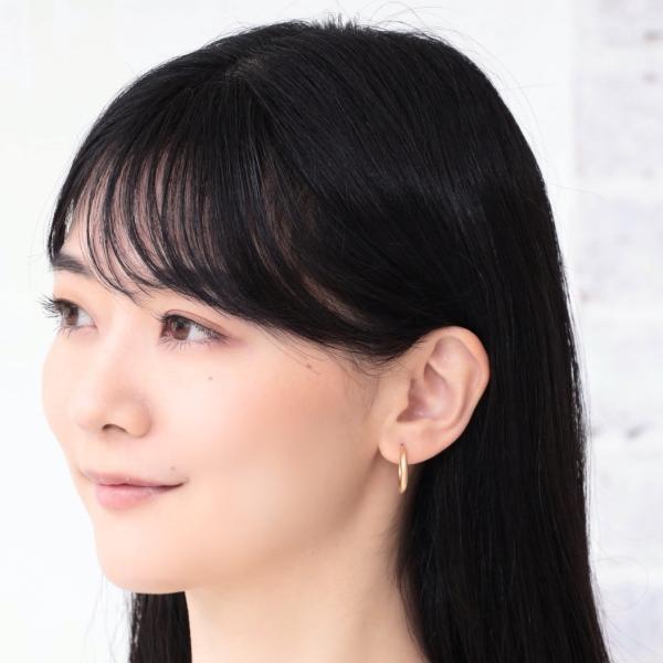 フープピアス 太め 18k K18 18金 ゴールド パイプ フープ ピアス 太さ3mm×直径20mm  マット 艶なし ホーニング シームレス ピアス 金属アレルギー |  | 05