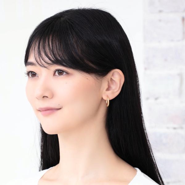 フープピアス 太め 18k K18 18金 ゴールド パイプ フープ ピアス 太さ3mm×直径20mm  マット 艶なし ホーニング シームレス ピアス 金属アレルギー |  | 06