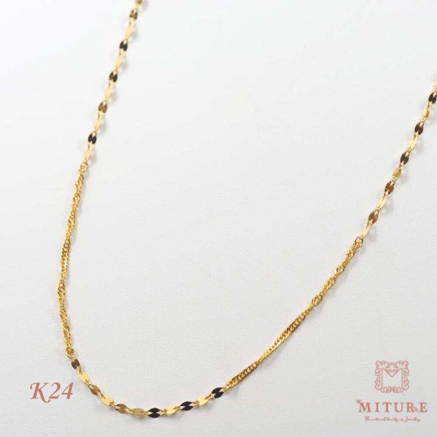 純金 ネックレス 24金 K24 純金ネックレス チェーン レディース ゴールド 金 42cm ペタル スクリュー チェーン ペタルチェーン スクリューチェーン | 