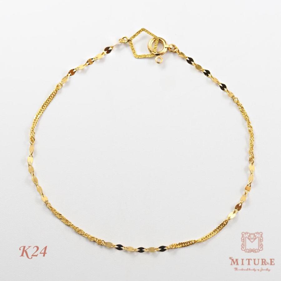 純金 ブレスレット 24金 K24 純金ブレスレット ブレス レディース ゴールド 金 17cm ペタル スクリュー チェーン ペタルチェーン スクリューチェーン | 