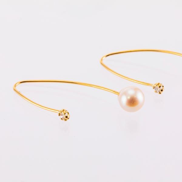 ピアス パール 18金 k18 レディース ダイヤモンド あこやパールキャッチ フックピアス ゴールドピアス プレゼント |  | 02