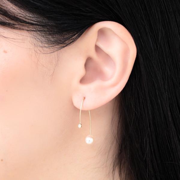 ピアス パール 18金 k18 レディース ダイヤモンド あこやパールキャッチ フックピアス ゴールドピアス プレゼント |  | 05