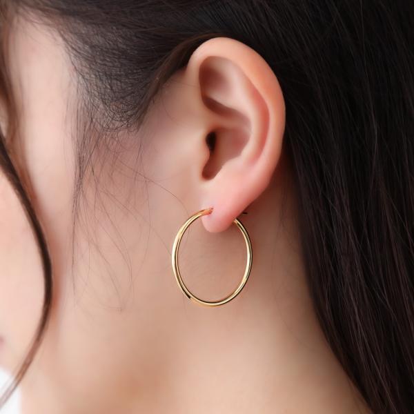K18 ピアス 18k K18 18金 ゴールド パイプ フープ ピアス 丸 太さ2mm×直径30mm シームレス ピアス　輪っか 大きめ 大ぶり おすすめ 金属アレルギー |  | 02