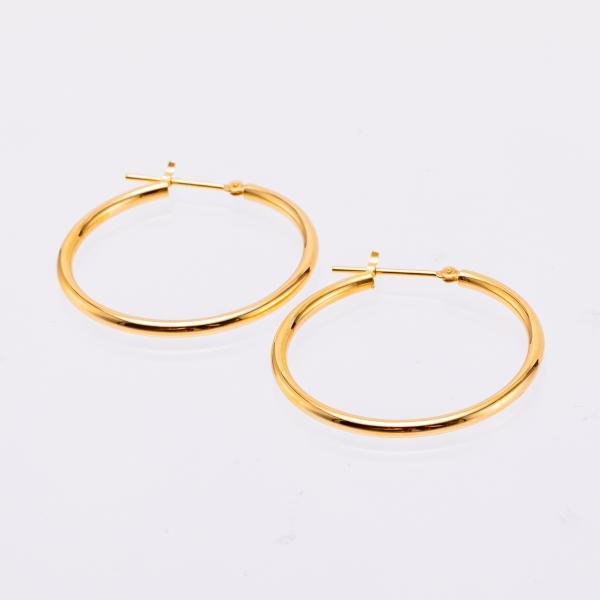 K18 ピアス 18k K18 18金 ゴールド パイプ フープ ピアス 丸 太さ2mm×直径30mm シームレス ピアス　輪っか 大きめ 大ぶり おすすめ 金属アレルギー |  | 04