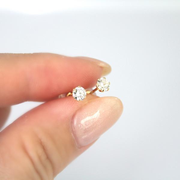 ダイヤモンド ピアス 0.4ct 18K K18 18金 PT プラチナ 一粒 ダイヤ シンプル 普段使い プレゼント ギフトの画像