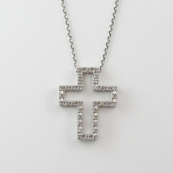 プラチナクロスダイヤモンドネックレス プラチナ ダイヤモンドクロスネックレス 0.50ct｜無色透明の輝きと