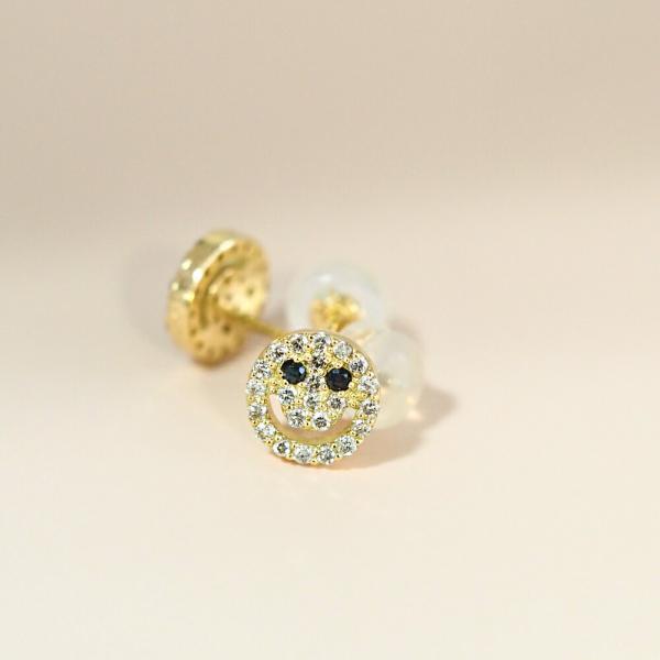 スマイル ピアス 18k K18  可愛い ゴールド ニコちゃん ダイヤモンド ダイヤ パヴェ かわいい アレルギー レディース プレゼント |  | 03