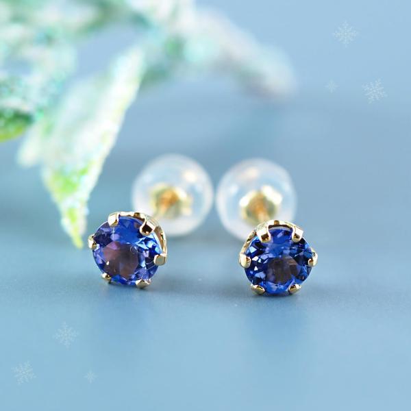 ピアス K18 18金 タンザナイト 大粒 シンプル 6本爪 5mm 人気 おしゃれ プレゼント ゴールド 大人 上品 |  | 01