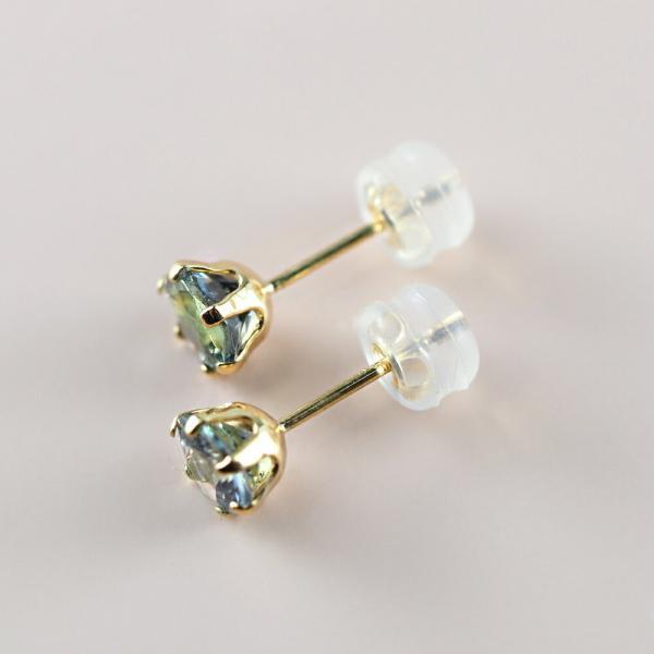 ピアス 18金 k18 K18 カラーストーン カラーゾイサイト ゾイサイト 六本爪 虹色 大粒5mm ブルー グラデーション 希少石 おしゃれ キレイ シンプル |  | 04