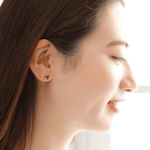 シトリン 18金 K18 18k 金 カラーストーン ピアス オレンジ ペアシェイプ つゆ ボリューム 大きめ  スタッド シンプル |  | 02