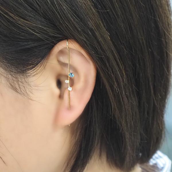 ピアス 18金 イヤーラップピアス レディース シンプル ダイヤモンド ブルートパーズ k18 おしゃれ |  | 02