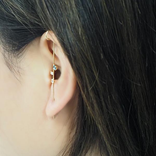 ピアス 18金 イヤーラップピアス レディース シンプル ダイヤモンド ブルートパーズ k18 おしゃれ |  | 04