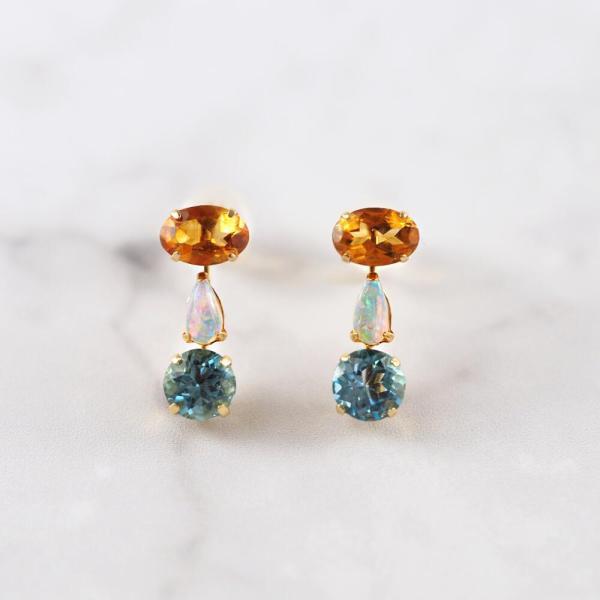 ピアス K18 18金 18k 金 シトリン オパール ブルートパーズ ボリューム 大きめ 幾何学 スタッド シンプル |  | 01