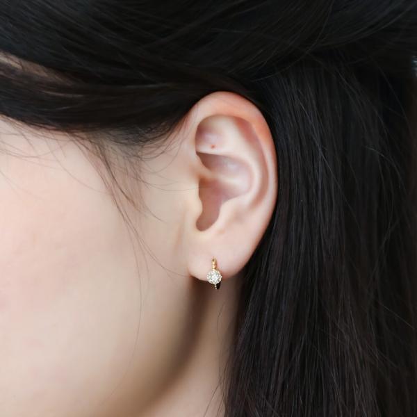 フープピアス 18k K18 18金 ダイヤ ダイヤモンド  レディース 花 フラワー 大人 おしゃれ プレゼントの画像