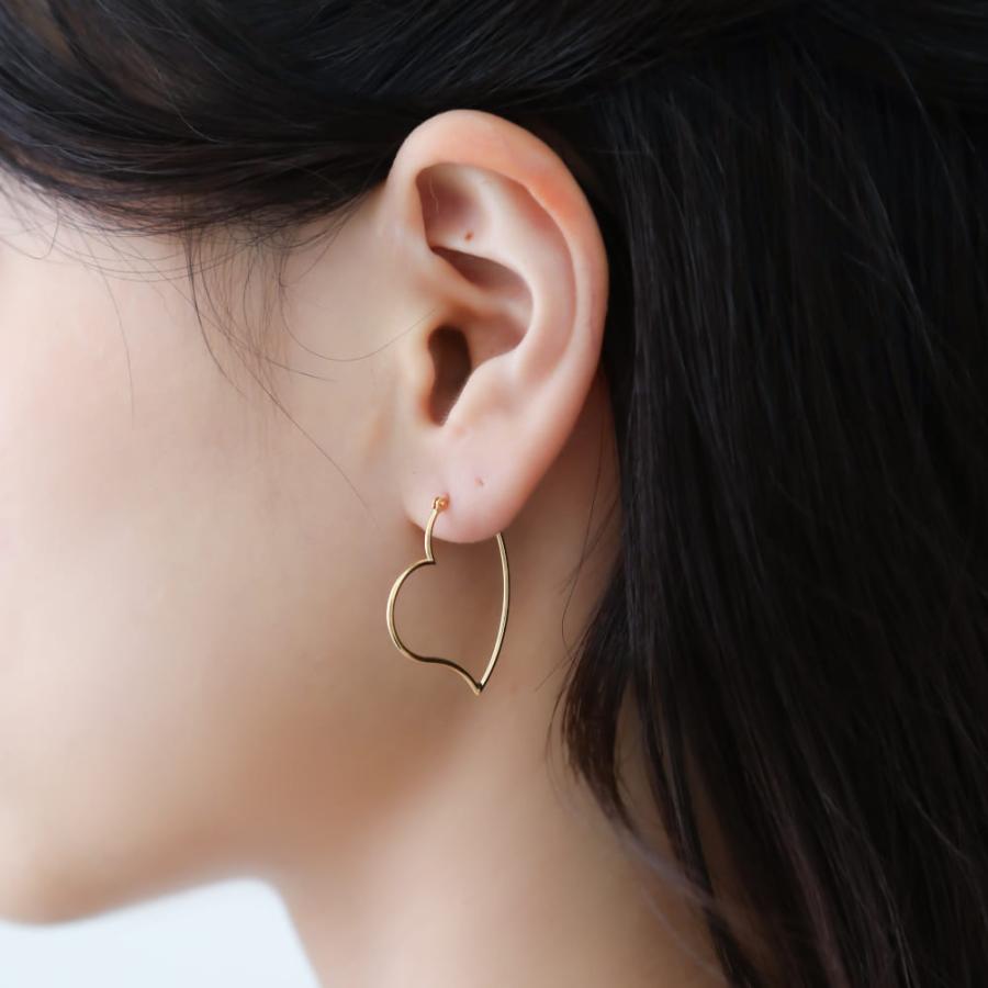 K18 ピアス 地金のピアス K18ピアス 18k 18金 ゴールド フープ シンプル シンプルコーデ ハート 大人 おしゃれ かわいい 大きい 大きめの画像