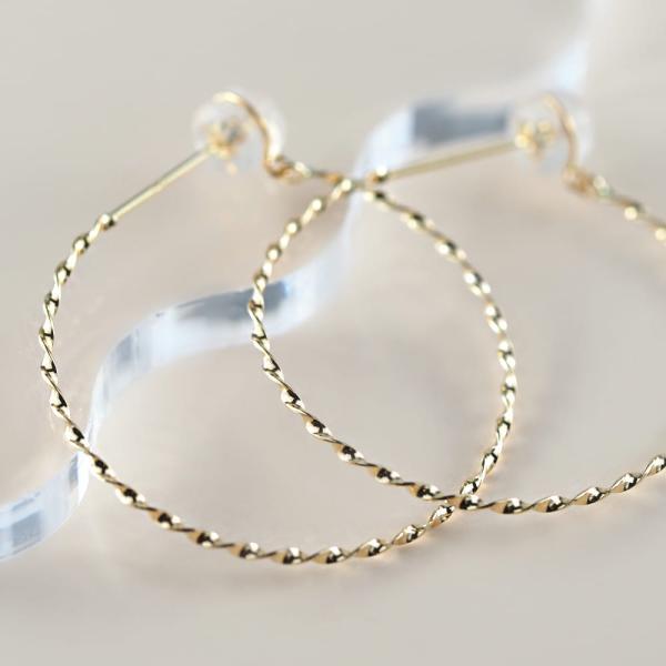 フープピアス 18k 大きめ K18 18金 40mm 平線 ひねり シンプル シンプルコーデ 大人 おしゃれ |  | 01