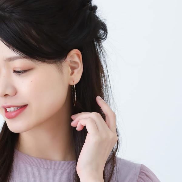 フープピアス 18k 大きめ K18 18金 40mm 平線 ひねり シンプル シンプルコーデ 大人 おしゃれ |  | 03