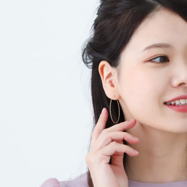 フープピアス 18k 大きめ K18 18金 40mm 平線 ひねり シンプル シンプルコーデ 大人 おしゃれ |  | 04