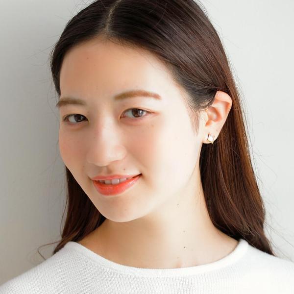 ピアス 18金 K18 18k 金 カルセドニー カラーストーン ブルー ボリューム 大きめ 四角 角 幾何学 スタッド シンプル |  | 03