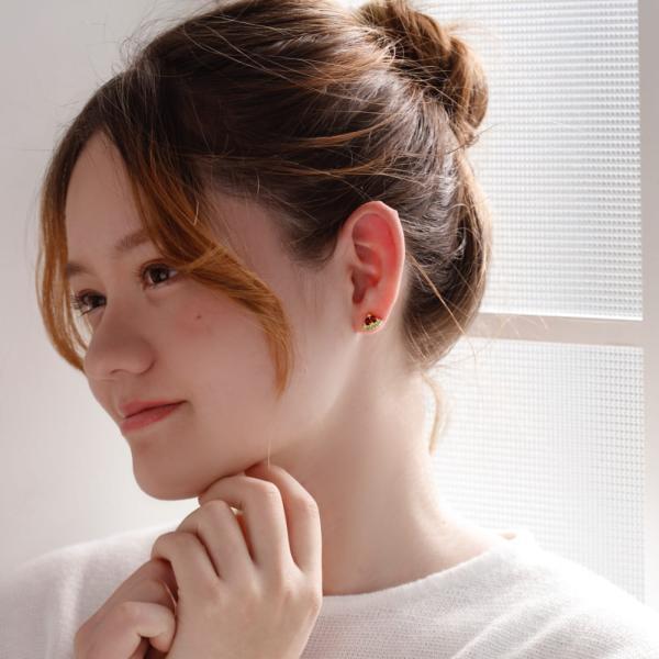 ピアス 18金 ガーネット ガーネ ペリドット カラーストーン ピアス スイカ 西瓜 果物 フルーツ 18k カラフル 可愛い かわいい |  | 02