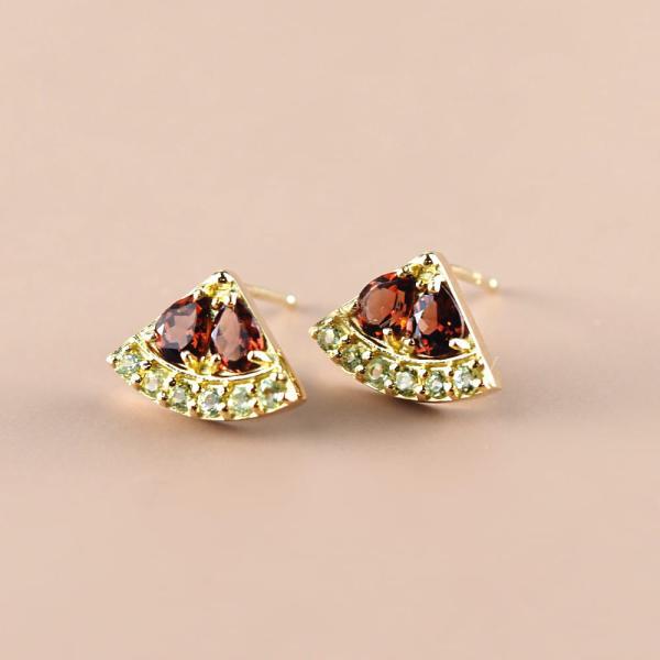 ピアス 18金 ガーネット ガーネ ペリドット カラーストーン ピアス スイカ 西瓜 果物 フルーツ 18k カラフル 可愛い かわいい |  | 03