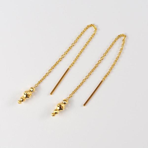 24金 レディース 純金 ピアス k24 ゴールド チェーン シンプル 長い  小豆 人気 普段使い プレゼント |  | 02