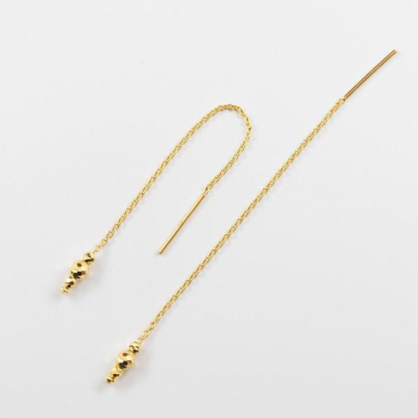 24金 レディース 純金 ピアス k24 ゴールド チェーン シンプル 長い  小豆 人気 普段使い プレゼント |  | 03