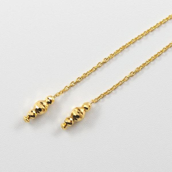 24金 レディース 純金 ピアス k24 ゴールド チェーン シンプル 長い  小豆 人気 普段使い プレゼント |  | 04