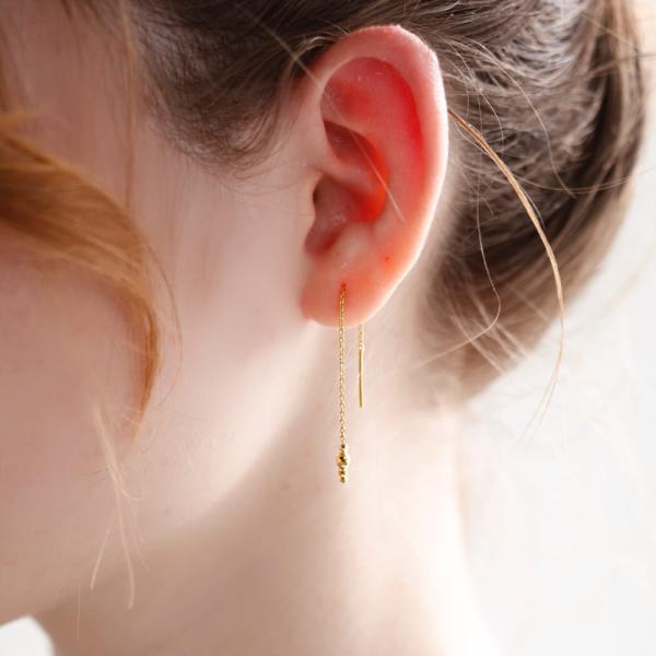 24金 レディース 純金 ピアス k24 ゴールド チェーン シンプル 長い  小豆 人気 普段使い プレゼント |  | 06