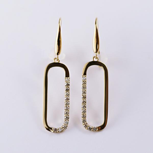 ダイヤモンド ダイヤ ピアス 18金 K18 フックピアス オーバル 楕円 長い ロング オーバルモチーフのスタイリッシュなピアス |  | 01