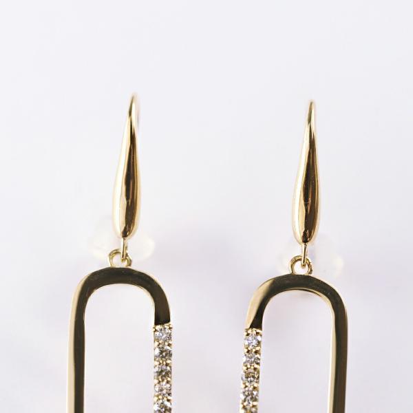 ダイヤモンド ダイヤ ピアス 18金 K18 フックピアス オーバル 楕円 長い ロング オーバルモチーフのスタイリッシュなピアス |  | 04