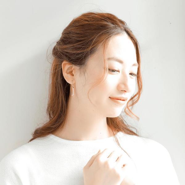 ダイヤモンド ダイヤ ピアス 18金 K18 フックピアス オーバル 楕円 長い ロング オーバルモチーフのスタイリッシュなピアス |  | 08