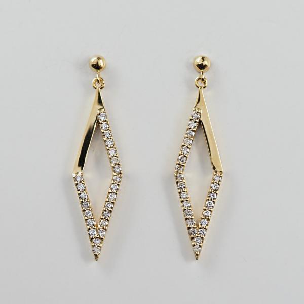 ダイヤモンド ダイヤ ピアス 18金 K18 フックピアス 菱形 ひし形 長い