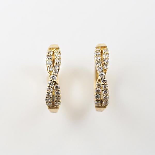 ダイヤモンド ダイヤ ピアス 18金 K18 キャッチレス キャッチレスピアス フープ クロス キャッチなしのピアスの画像