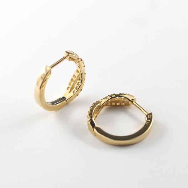 ダイヤモンド ダイヤ ピアス 18金 K18 キャッチレス キャッチレスピアス フープ クロス キャッチなしのピアスの画像