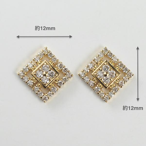 ダイヤモンド ダイヤ ピアス 18金 K18 スタッドピアス 四角 スクエア