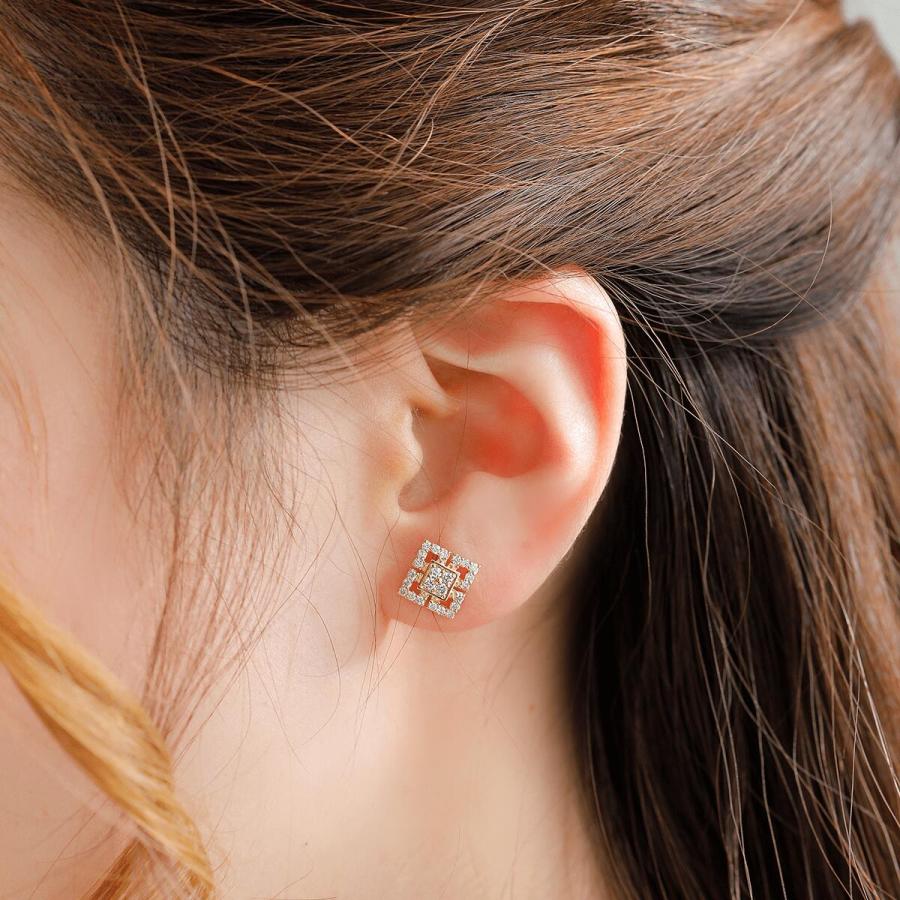 ダイヤモンド ダイヤ ピアス 18金 K18 スタッドピアス 四角 ダイヤモンド ダイヤ ピアス 18金 K18 スタッドピアス 四角