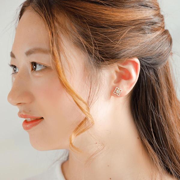 ダイヤモンド ダイヤ ピアス 18金 K18 スタッドピアス 四角 スクエア