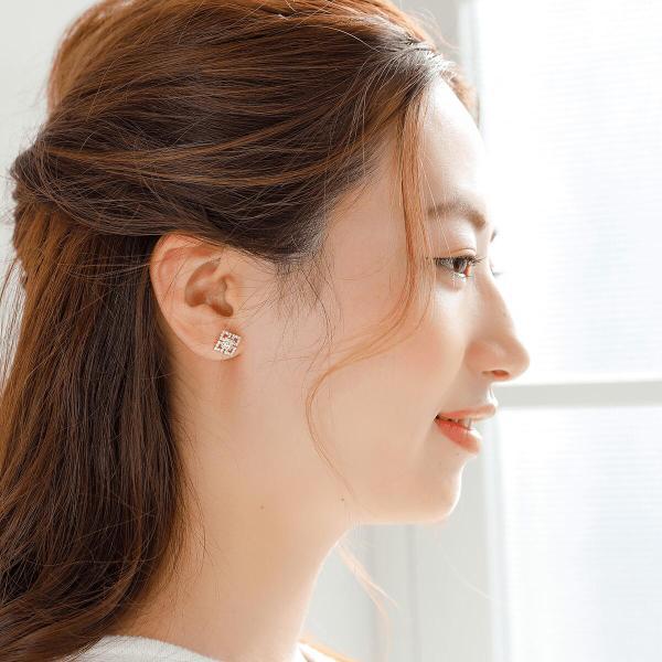 ダイヤモンド ダイヤ ピアス 18金 K18 スタッドピアス 四角 スクエア