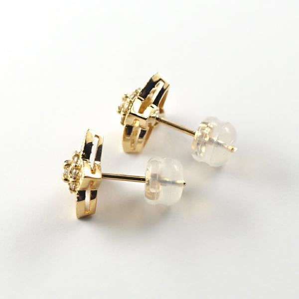 ダイヤモンド ダイヤ ピアス 18金 K18 スタッドピアス 花 フラワー パヴェ おしゃれ ボリュームのあるピアスの画像