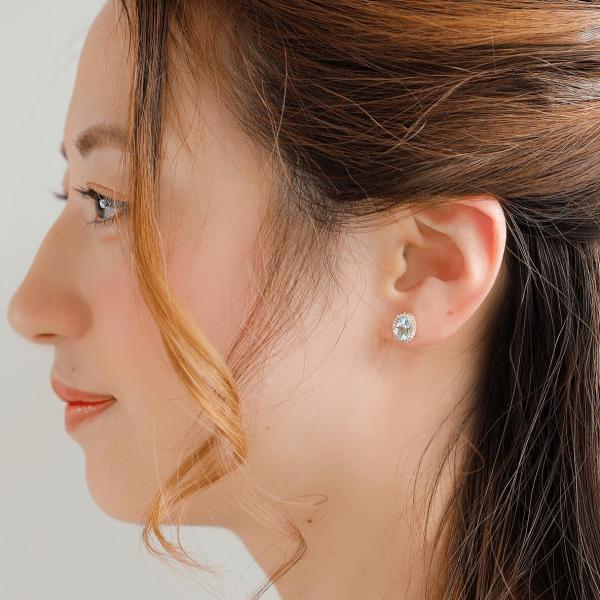 アクアマリン ピアス 18金 k18 ダイヤダイヤ取り巻き 18k オーバル 12月誕生石 カラーストーン シンプル |  | 04