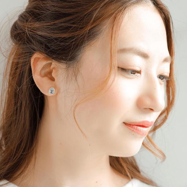 アクアマリン ピアス 18金 k18 ダイヤダイヤ取り巻き 18k オーバル 12月誕生石 カラーストーン シンプル |  | 05
