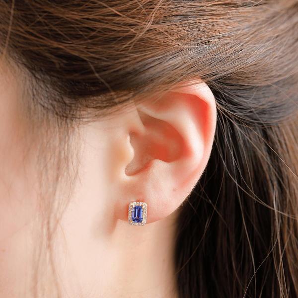 タンザナイト ピアス 18金 k18 ダイヤダイヤ取り巻き 18k 角 12月誕生石 カラーストーン シンプル |  | 04