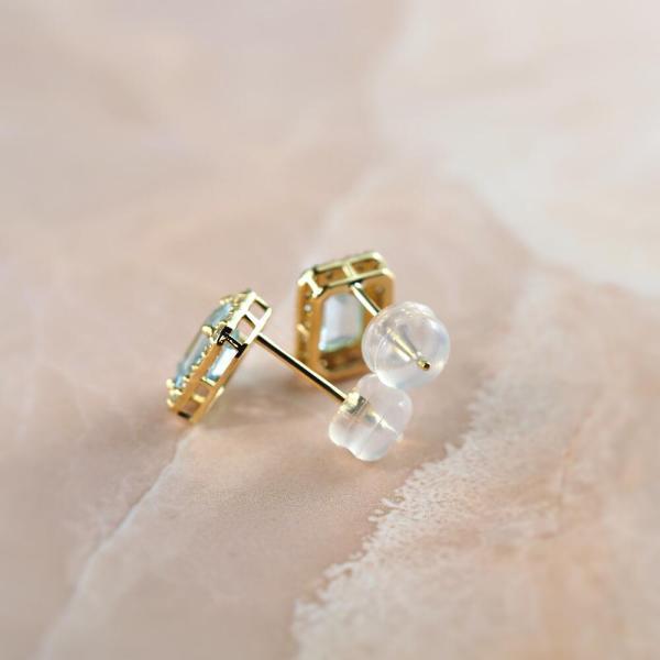 アクアマリン ピアス 18金 k18 ダイヤダイヤ取り巻き 18k 角 3月誕生石 カラーストーン シンプル |  | 03