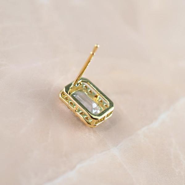 アクアマリン ピアス 18金 k18 ダイヤダイヤ取り巻き 18k 角 3月誕生石 カラーストーン シンプル |  | 04