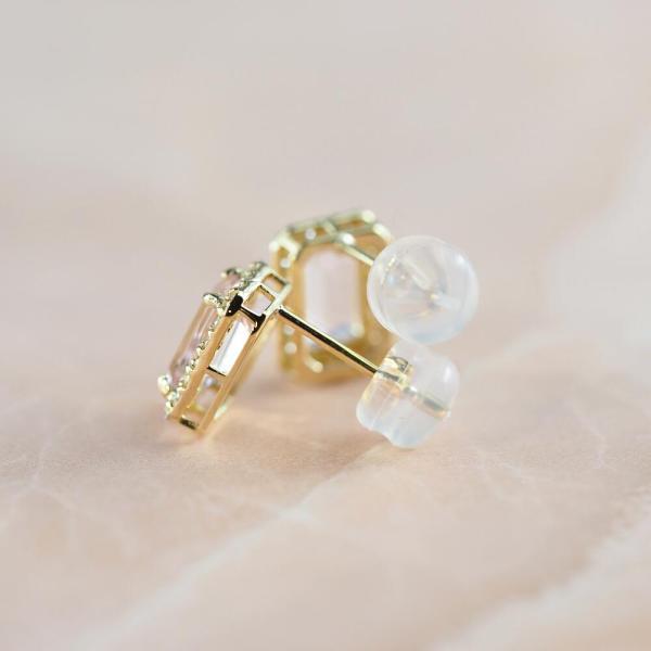 モルガナイト ピアス 18金 k18 ダイヤダイヤ取り巻き 18k 角 4月誕生石 カラーストーン シンプル |  | 03