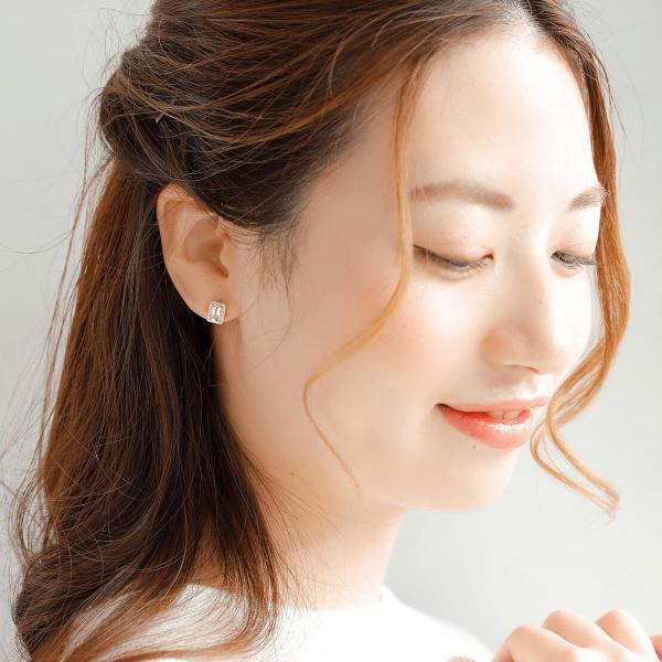 モルガナイト ピアス 18金 k18 ダイヤダイヤ取り巻き 18k 角 4月誕生石 カラーストーン シンプル |  | 04