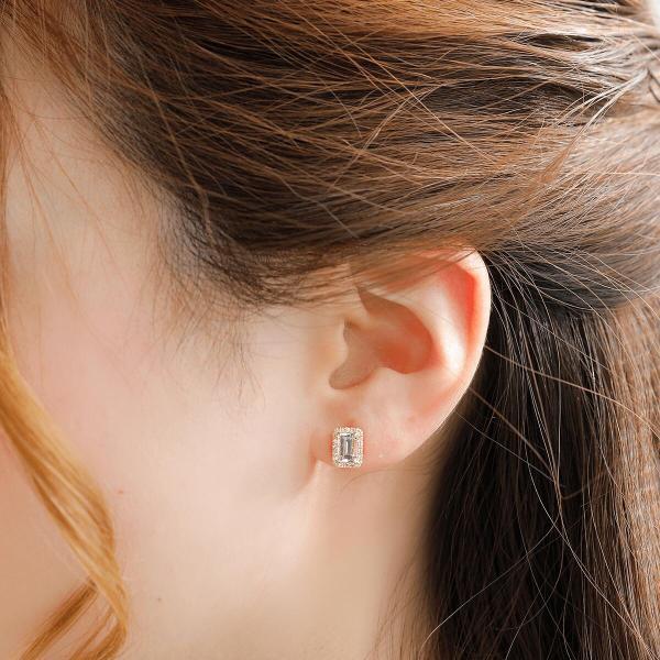 モルガナイト ピアス 18金 k18 ダイヤダイヤ取り巻き 18k 角 4月誕生石 カラーストーン シンプル |  | 05