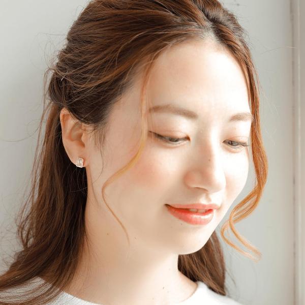 モルガナイト ピアス 18金 k18 ダイヤダイヤ取り巻き 18k 角 4月誕生石 カラーストーン シンプル |  | 06